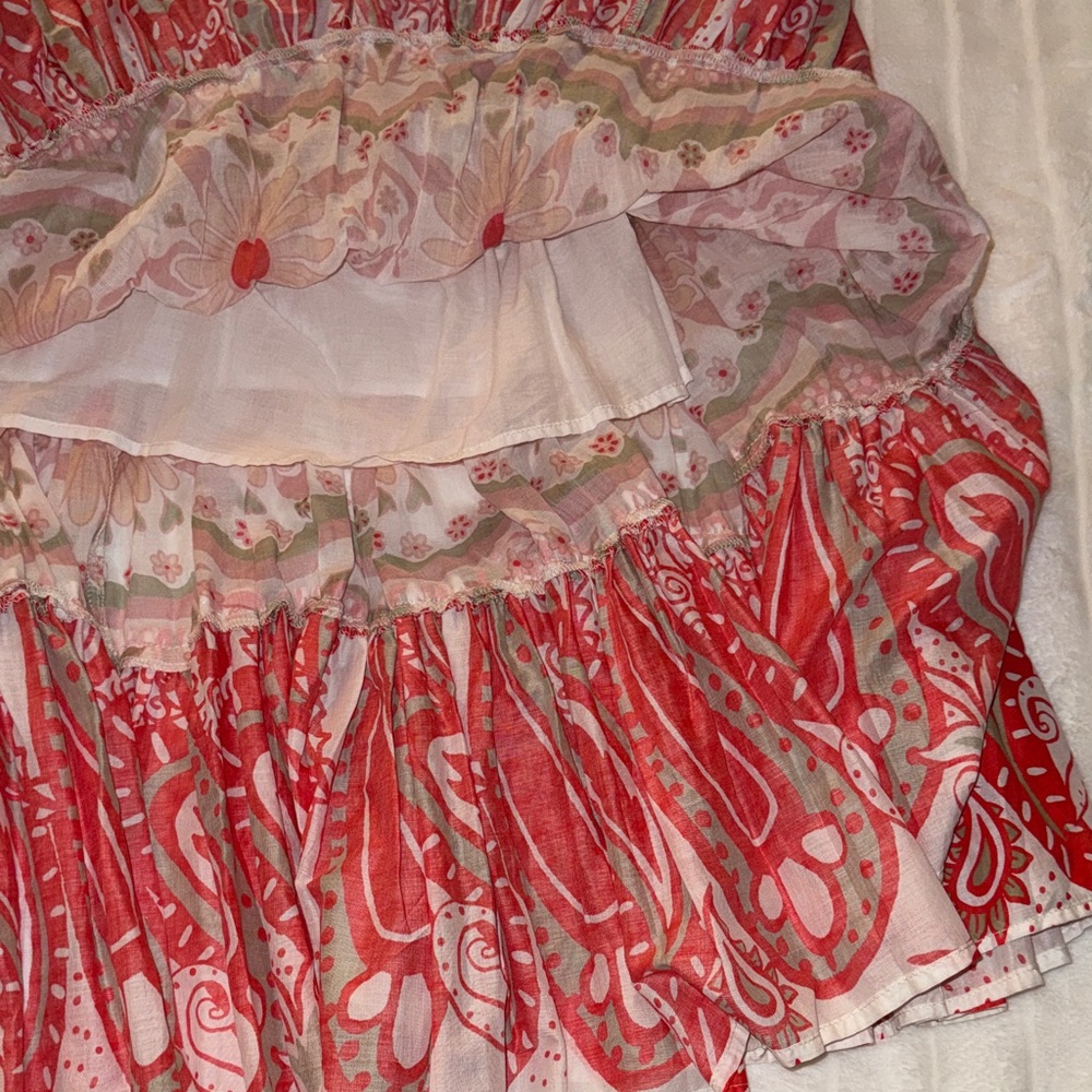Free People Vibrant Red and Cream Maxi Skirt - Picture 5 of 9